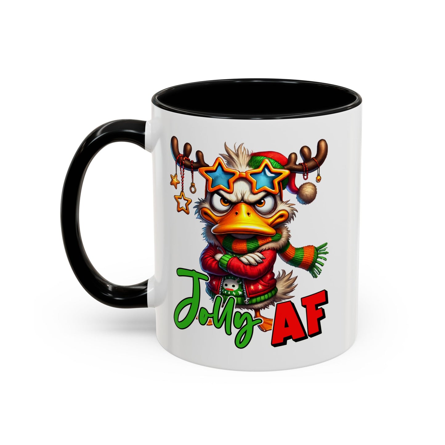 Jolly AF - Funny Christmas Duck Holiday Gift Mug (11oz, 15oz)