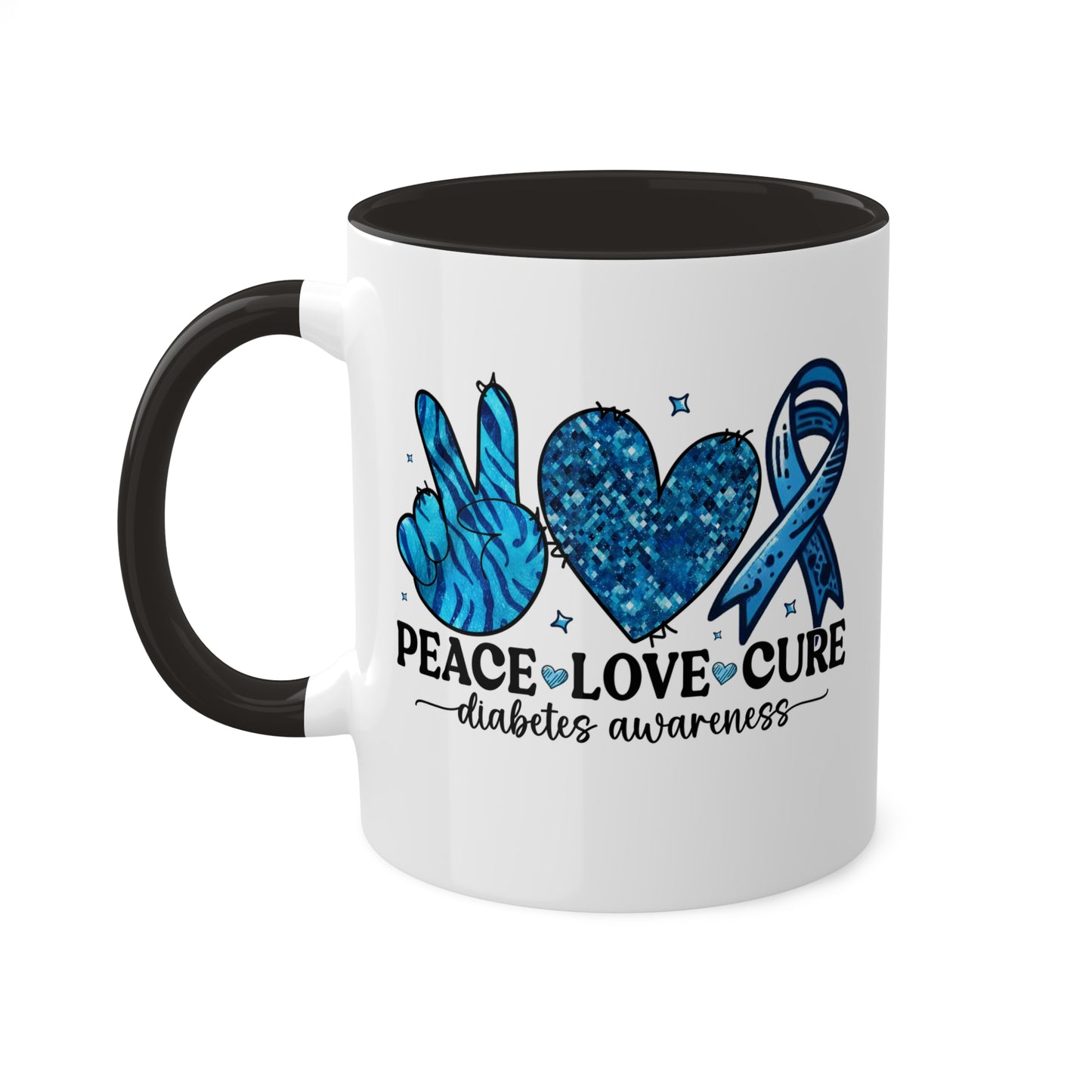 Peace Love Cure - Diabetes Awareness Coffee Mug, 11 oz