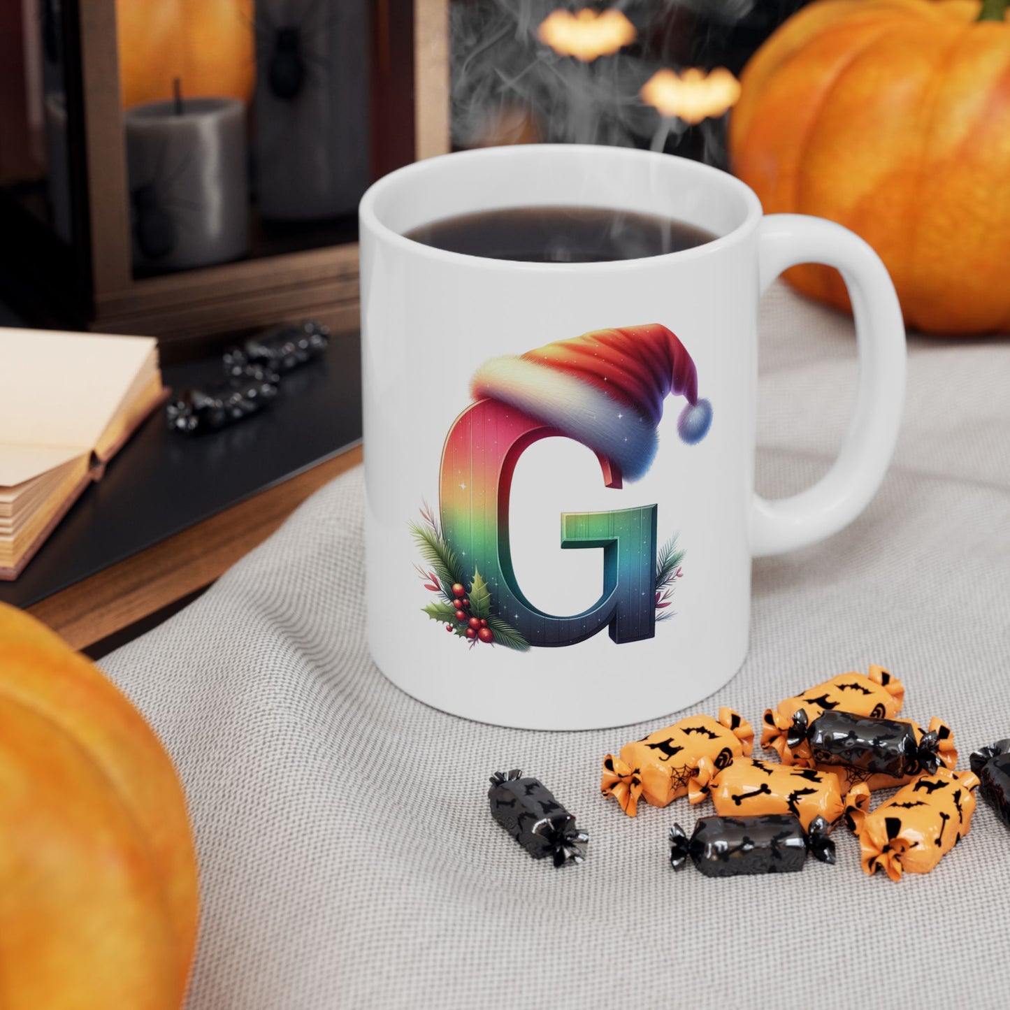 "G" Christmas Alphabet Letter - Holiday Gift Mug (11oz, 15oz)