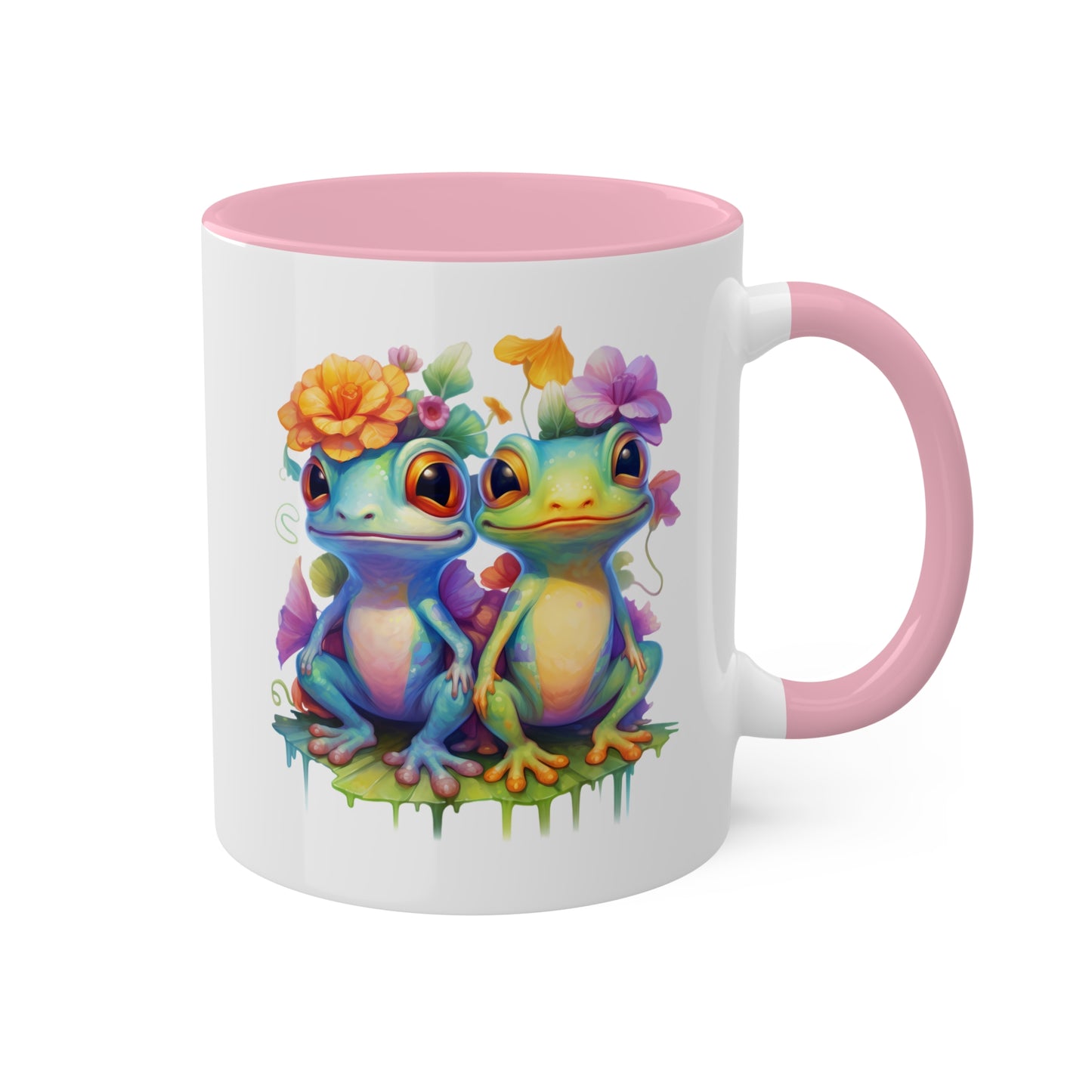 Two Adorable Little Frogs Sitting Peacefully - 11oz Colorful Coffee Mug