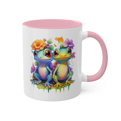 Two Adorable Little Frogs Sitting Peacefully - 11oz Colorful Coffee Mug