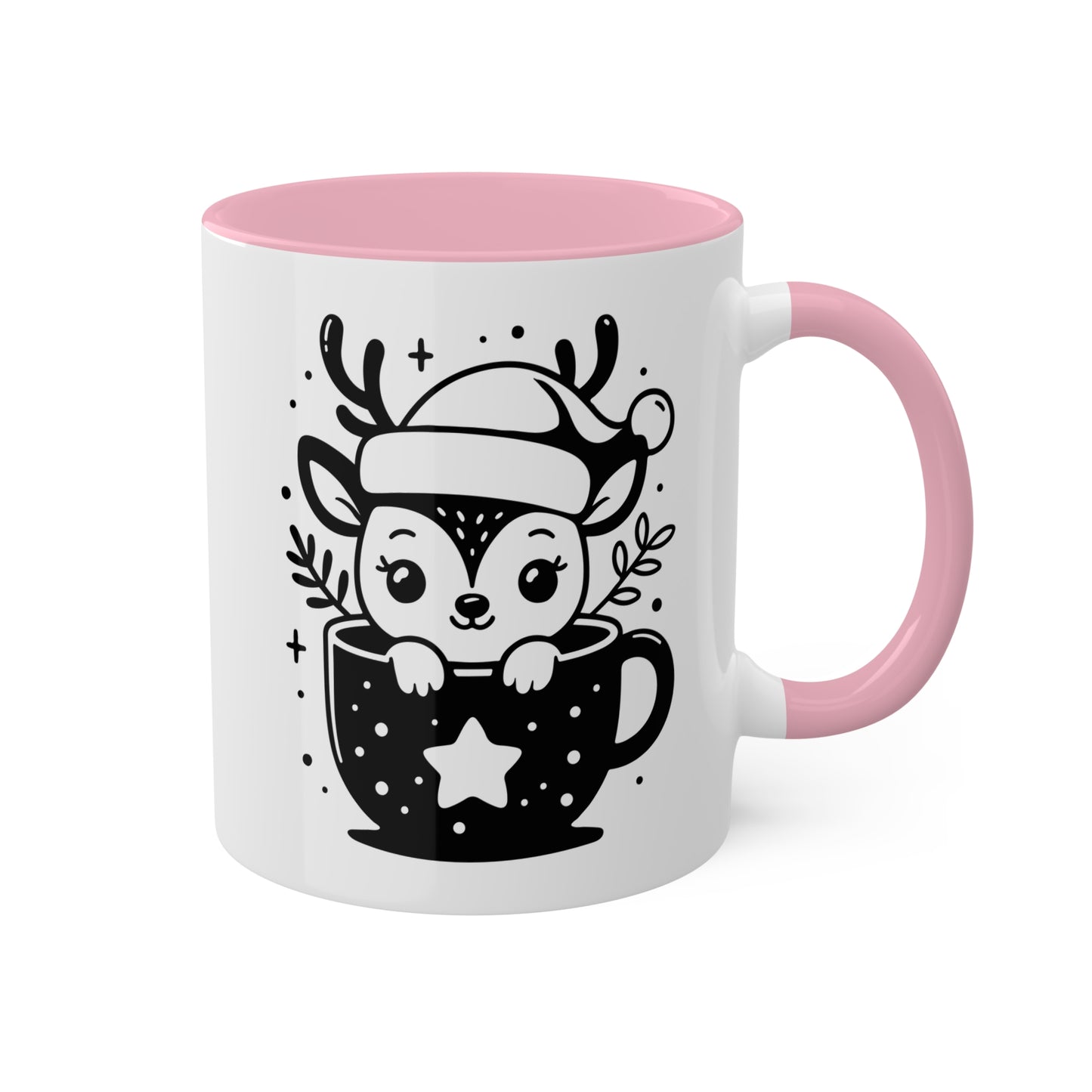 Lindo reno navideño de dibujos animados en taza de té - Taza de regalo navideña de 11 oz