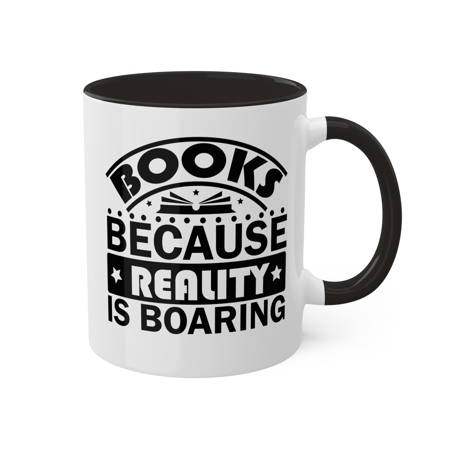 Libros porque la realidad es aburrida - Taza de 11 oz con texto mal escrito, divertida y colorida