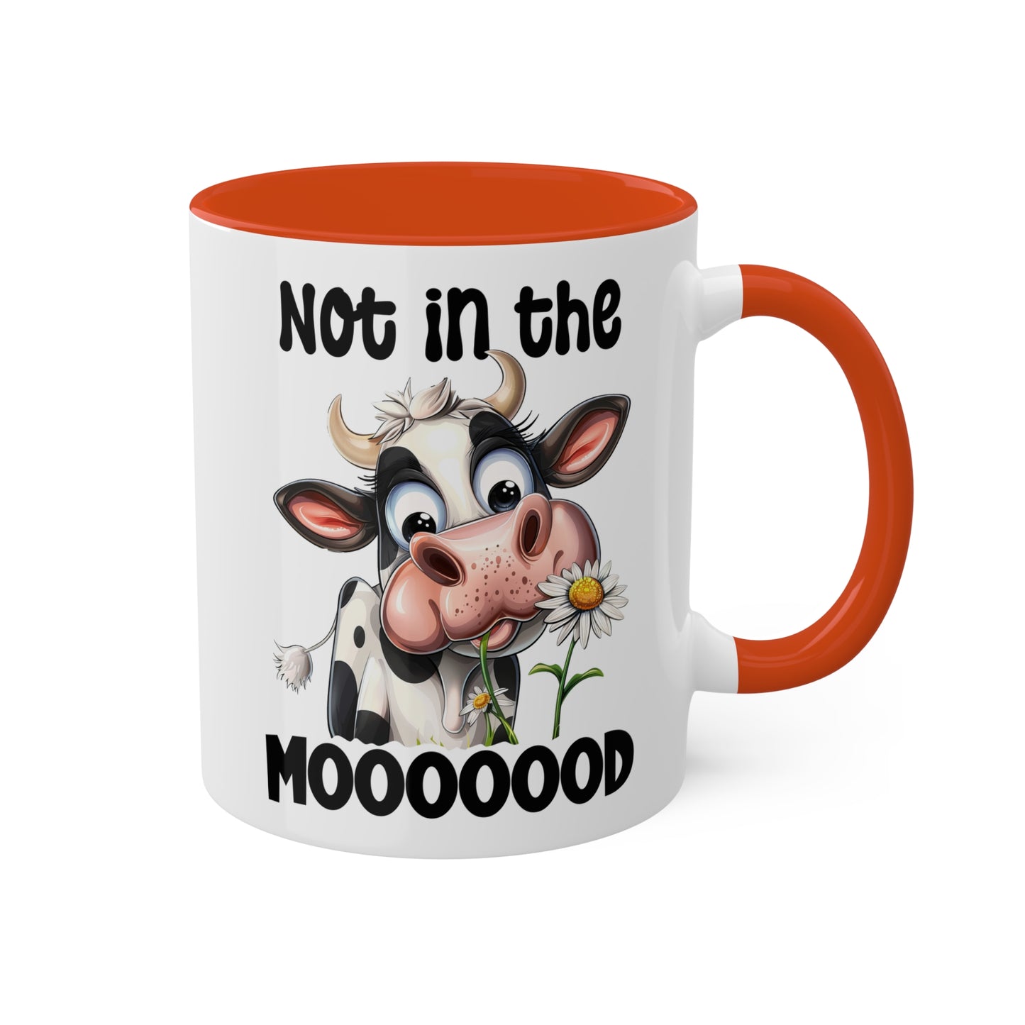 No estoy de humor - Linda vaca con flores - Taza de café colorida de 11 oz