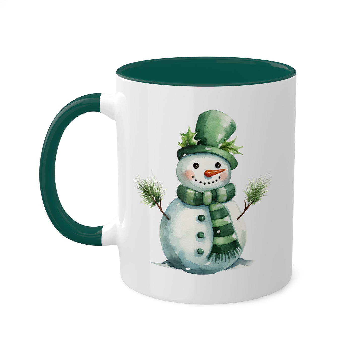 Cute Green Christmas Snowman - 11 oz Holiday Gift Mug