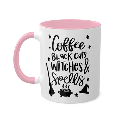 Coffee Black Cat Witches And Spells - 11oz Colorful Halloween Mug