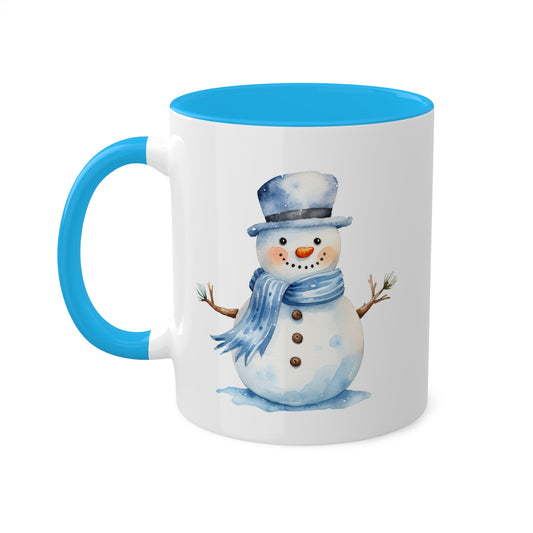 Cute Blue Christmas Snowman - 11 oz Holiday Gift Mug