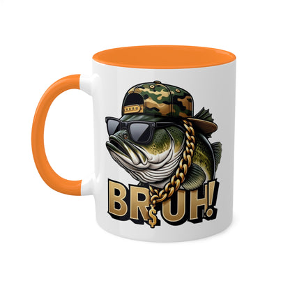 Bruh Fish con gafas de sol - Taza de regalo divertida y colorida de 11 oz