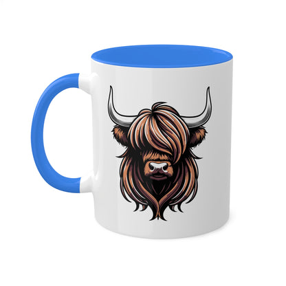 Vaca de las Tierras Altas: linda y sencilla: taza colorida de 11 oz