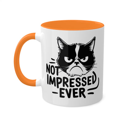 Nunca me impresionó - Divertido gato gruñón - Taza de café colorida de 11 oz