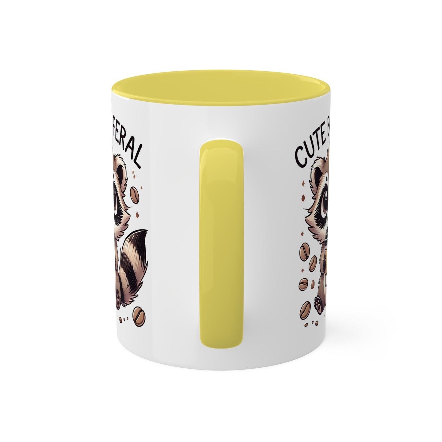 Cute But Feral - Adorable Raccoon With Coffee - 11oz Colorful Mug