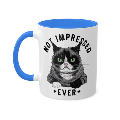 Nunca me impresionó - Lindo gato gruñón - Taza de café colorida de 11 oz