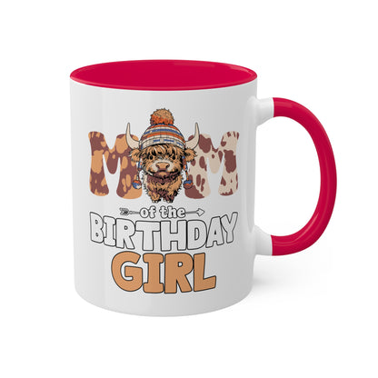 Mamá de la cumpleañera - Taza de café colorida de 11 oz