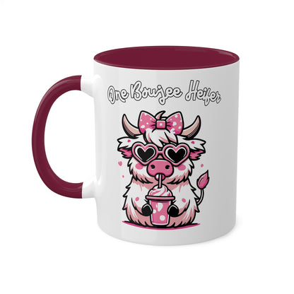 Una vaca boujee: linda vaca con un batido de leche - taza colorida de 11 oz