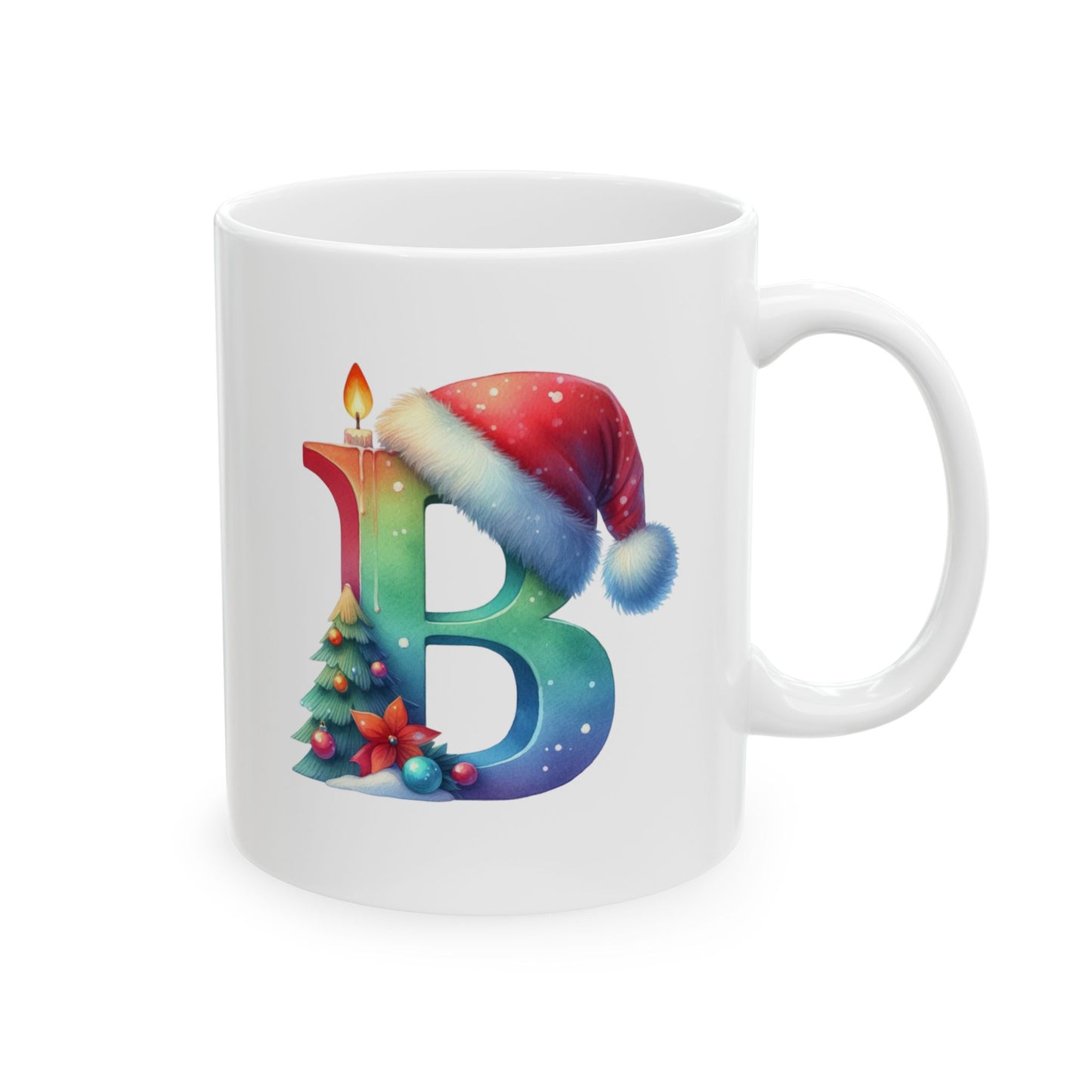 "B" Christmas Alphabet Letter - Holiday Gift Mug (11oz, 15oz)