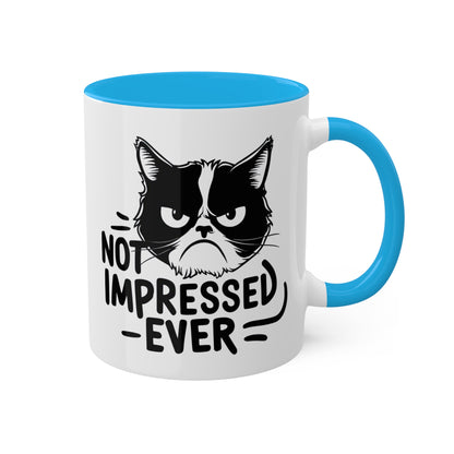 Nunca me impresionó - Divertido gato gruñón - Taza de café colorida de 11 oz