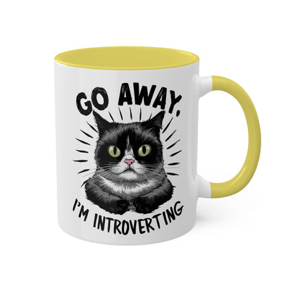 Go Away I'm Introverting - Funny Grumpy Cat - 11oz Colorful Mug