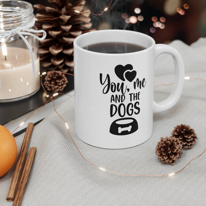 Taza de café de cerámica "Tú, yo y los perros", 11 oz