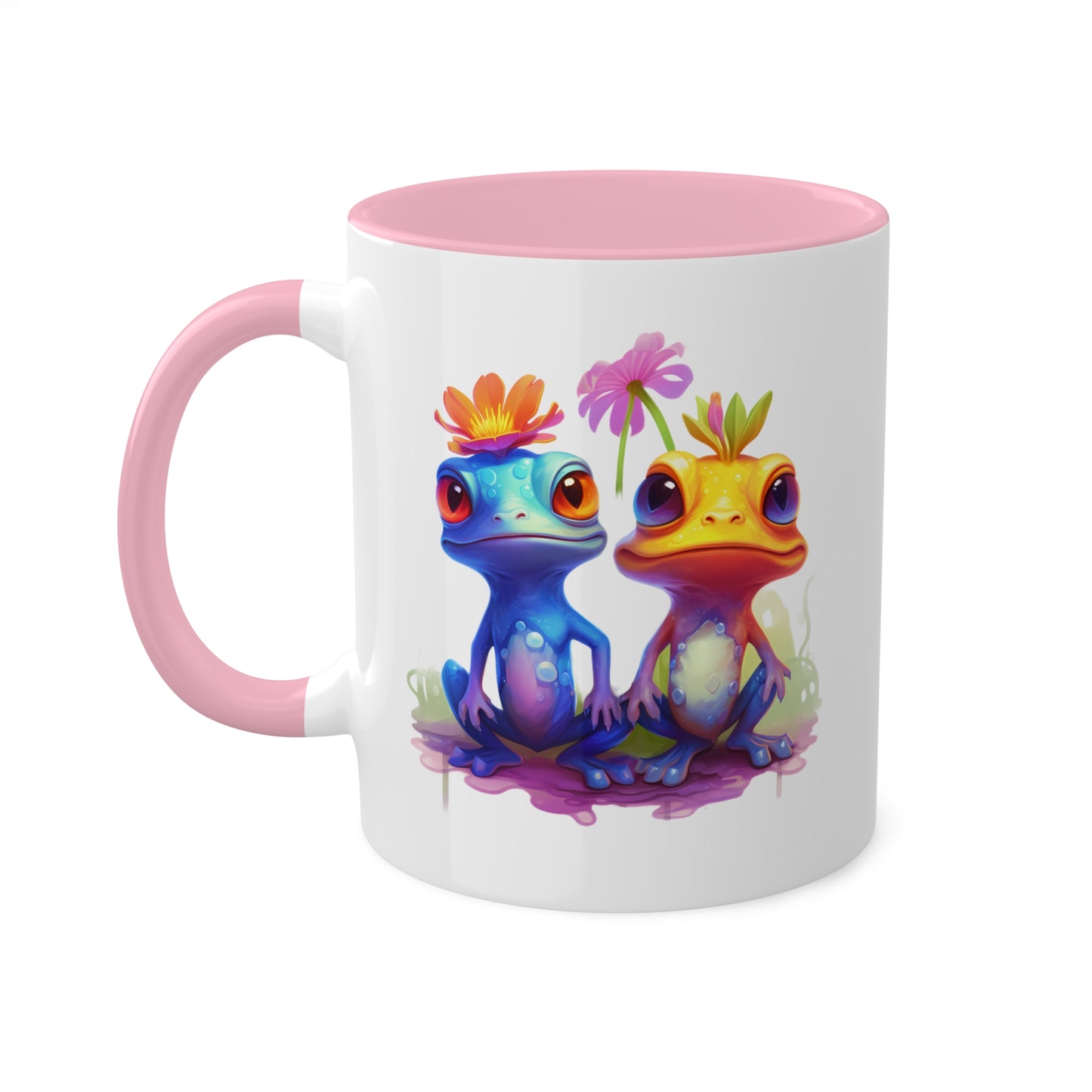 Two Cute Little Frogs Sitting - 11 oz Colorful Coffee Mug