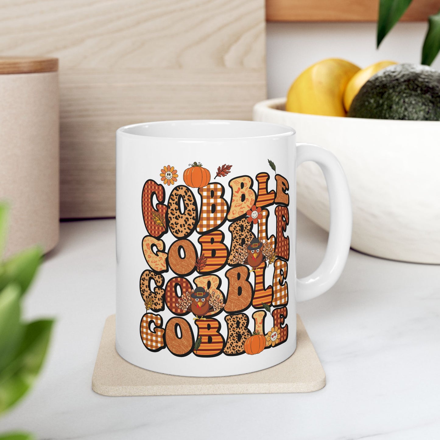 Gobble Gobble Gobble - Fall Thanksgiving Coffee Mug (11oz, 15oz)