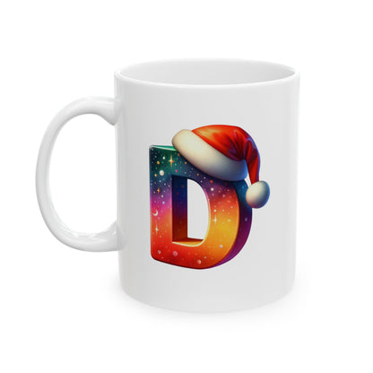 "D" Christmas Alphabet Letter - Holiday Gift Mug (11oz, 15oz)