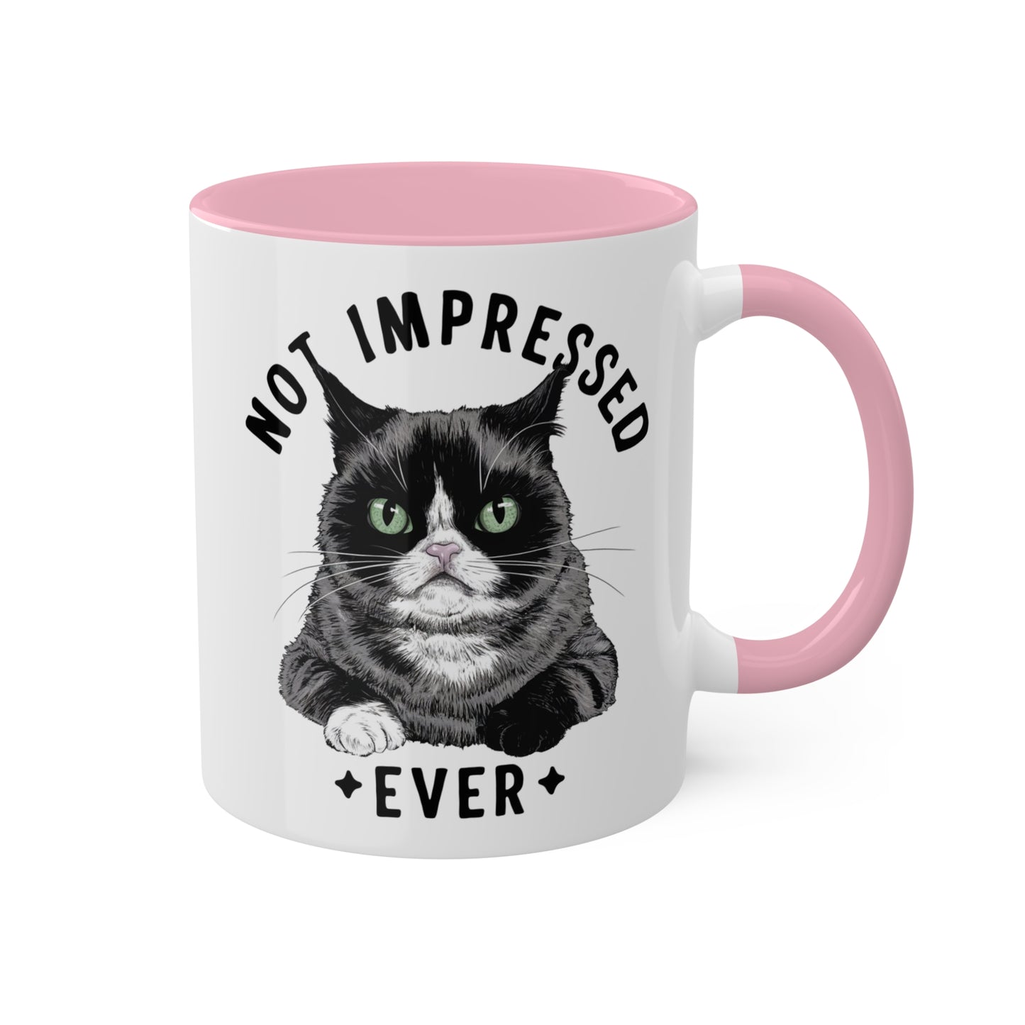 Nunca me impresionó - Lindo gato gruñón - Taza de café colorida de 11 oz