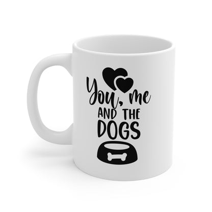 Taza de café de cerámica "Tú, yo y los perros", 11 oz