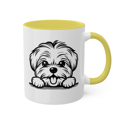 Taza de café con cara de perro maltés, regalo, taza colorida de 11 oz