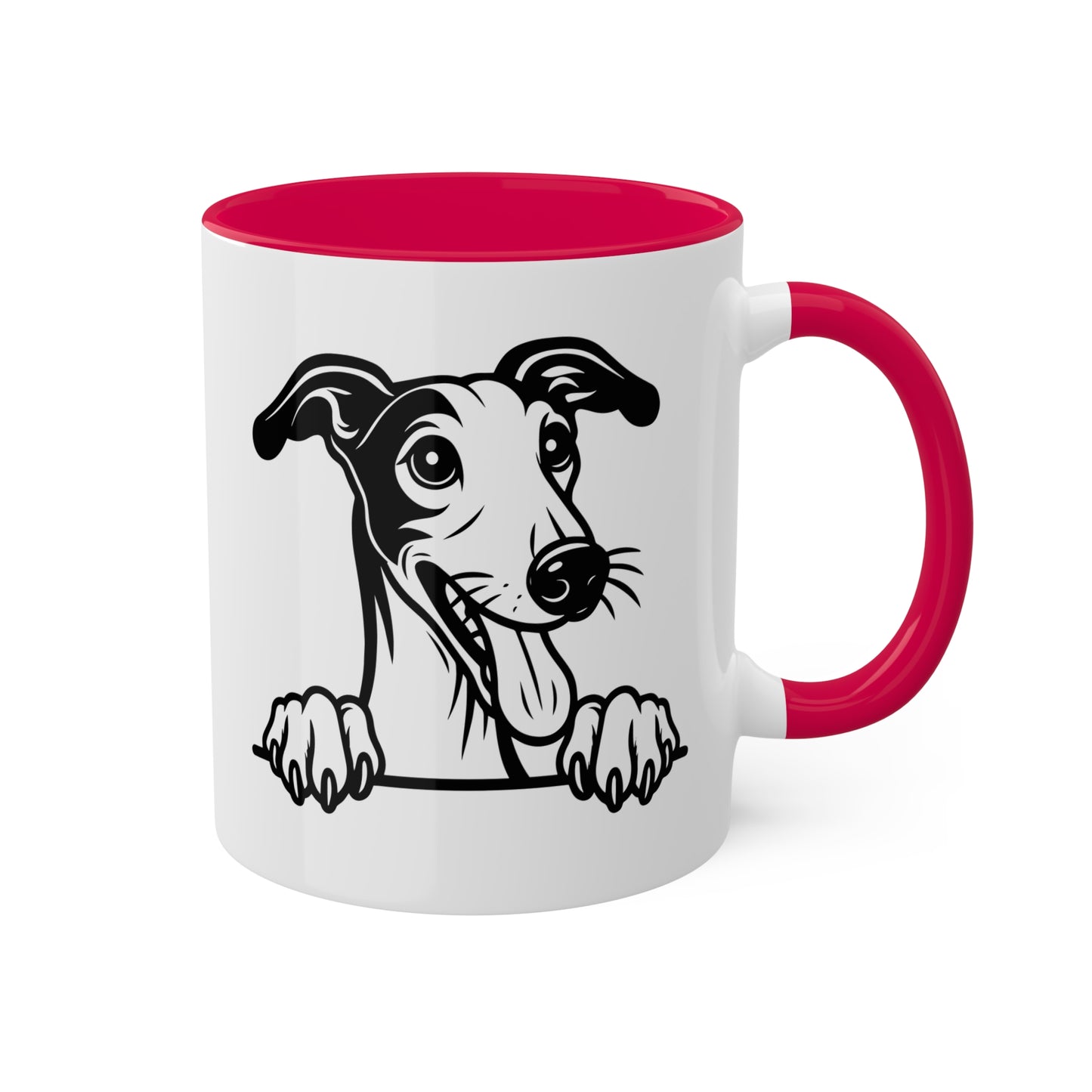 Taza de café colorida con cara de perro galgo - 11 oz