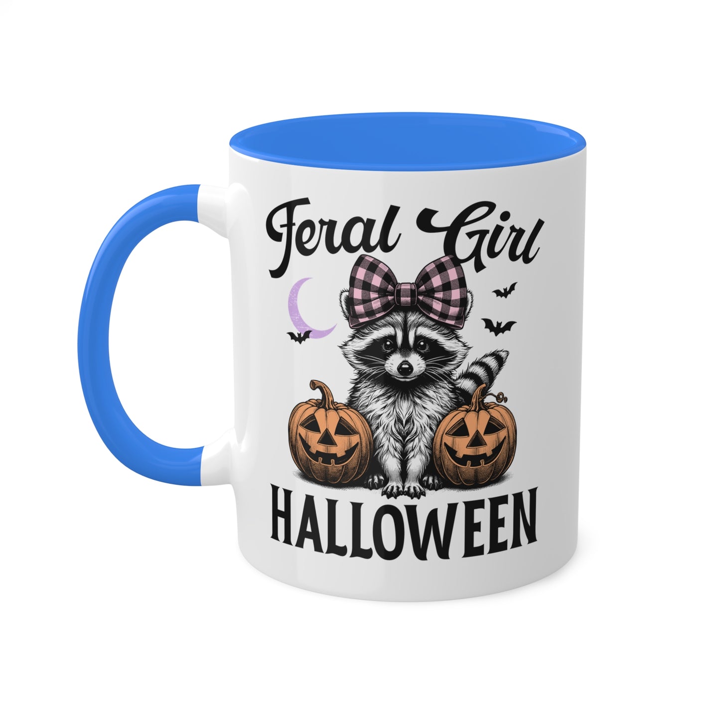 Feral Girl Halloween With Cute Raccoon - 11oz Colorful Halloween Mug