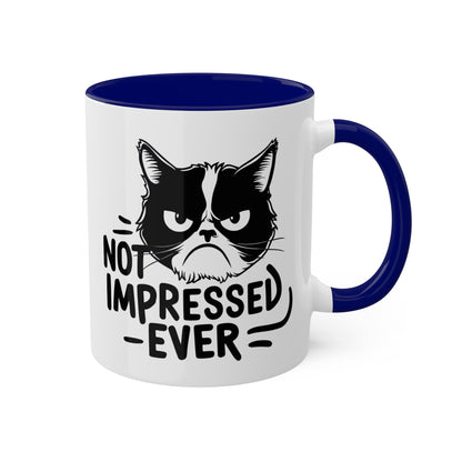 Nunca me impresionó - Divertido gato gruñón - Taza de café colorida de 11 oz