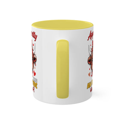 Apparently I Have An Attitude, Who Knew? - Cute Highland Cow With Pink Bow - 11oz Colorful Mug