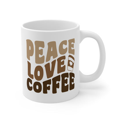 Peace Love Coffee - 11 oz Retro Style Coffee Mug