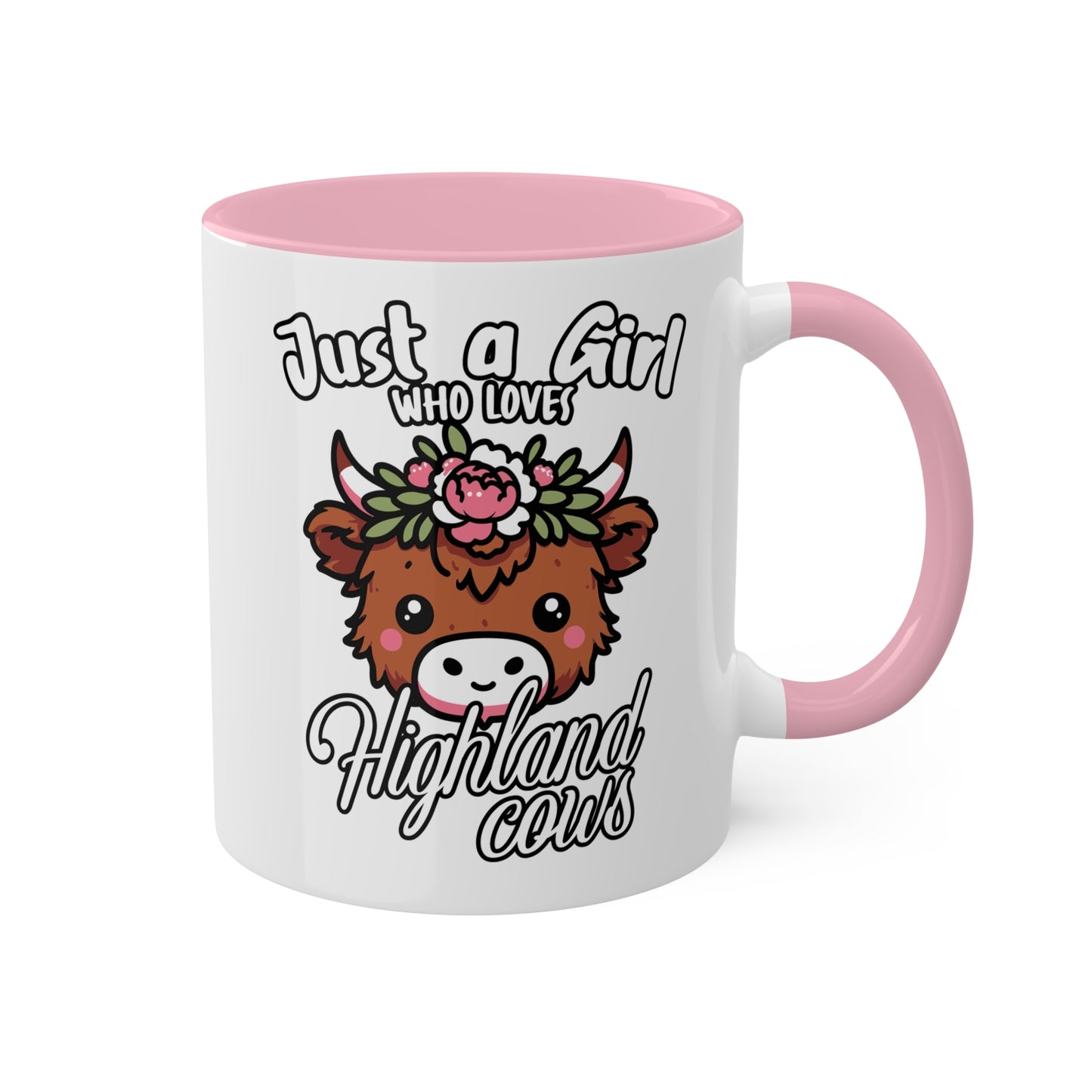 Solo una chica que ama las vacas de las Tierras Altas - Taza colorida de 11 oz