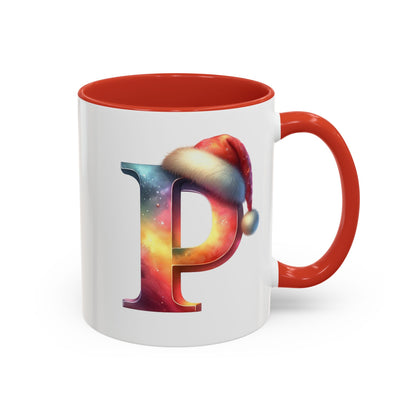 Taza con la letra "P" del alfabeto navideño (11, 15 oz)