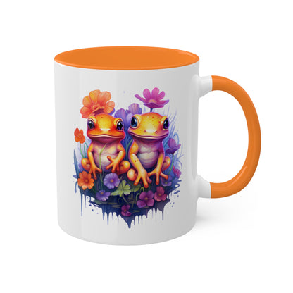 Two Adorable Little Frogs Sitting Peacefully - 11 oz Colorful Coffee Mug