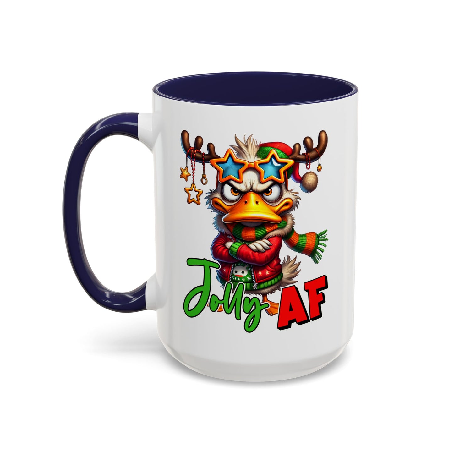 Jolly AF - Funny Christmas Duck Holiday Gift Mug (11oz, 15oz)