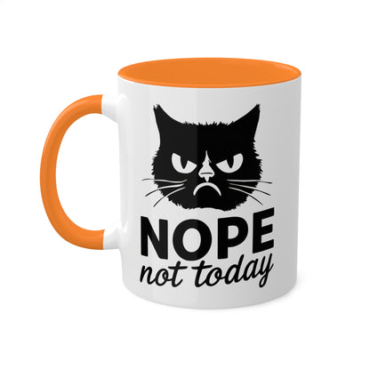 No, hoy no - Gato divertido - Taza de café colorida de 11 oz