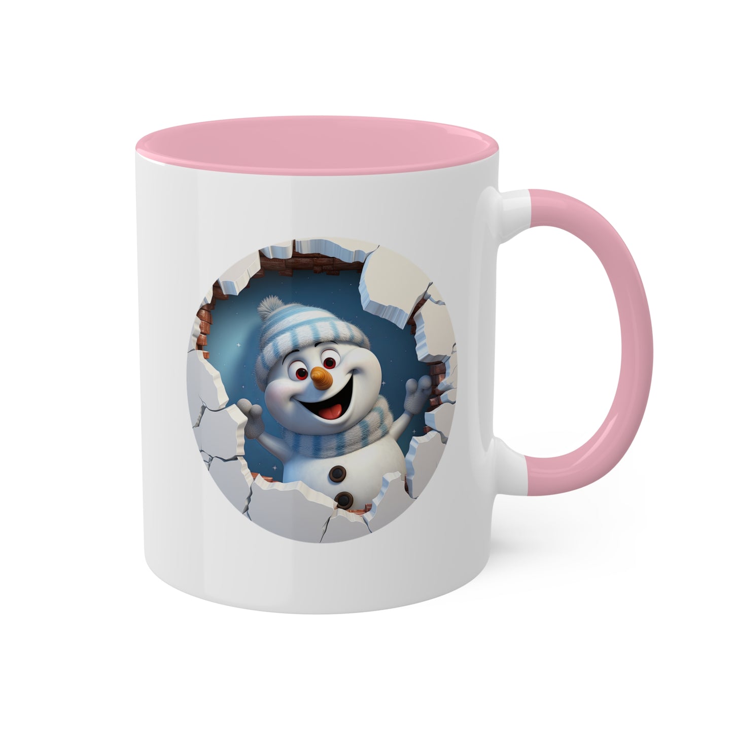 Taza de regalo navideña de 11 oz con diseño de muñeco de nieve feliz y lindo