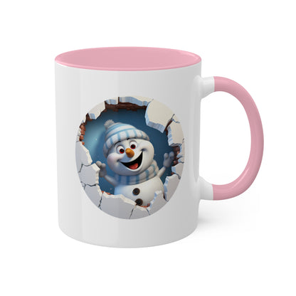 Taza de regalo navideña de 11 oz con diseño de muñeco de nieve feliz y lindo