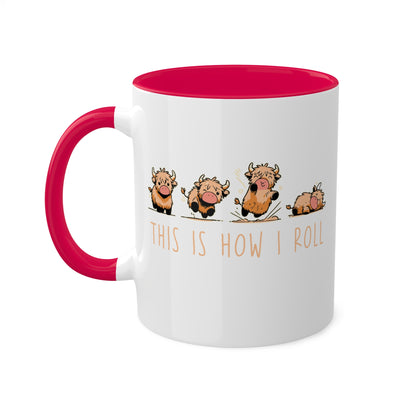 Así es como me muevo con las lindas vacas de las Tierras Altas - Taza de café colorida de 11 oz