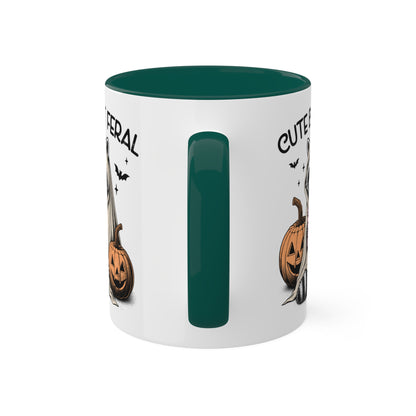 Cute But Feral With Adorable Raccoon - 11oz Colorful Halloween Mug