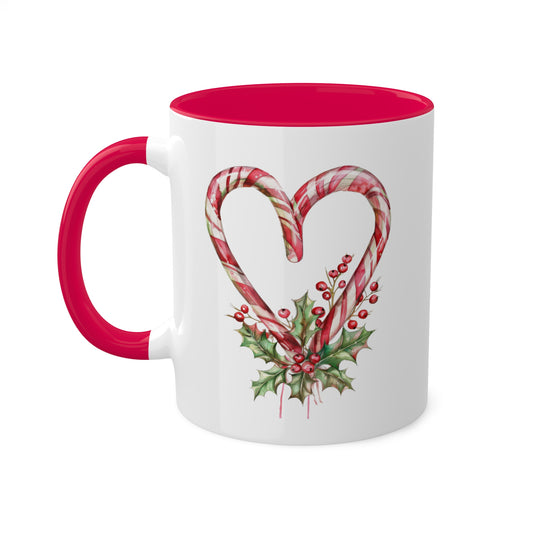 Christmas Candy Canes Heart - 11 oz Holiday Gift Mug