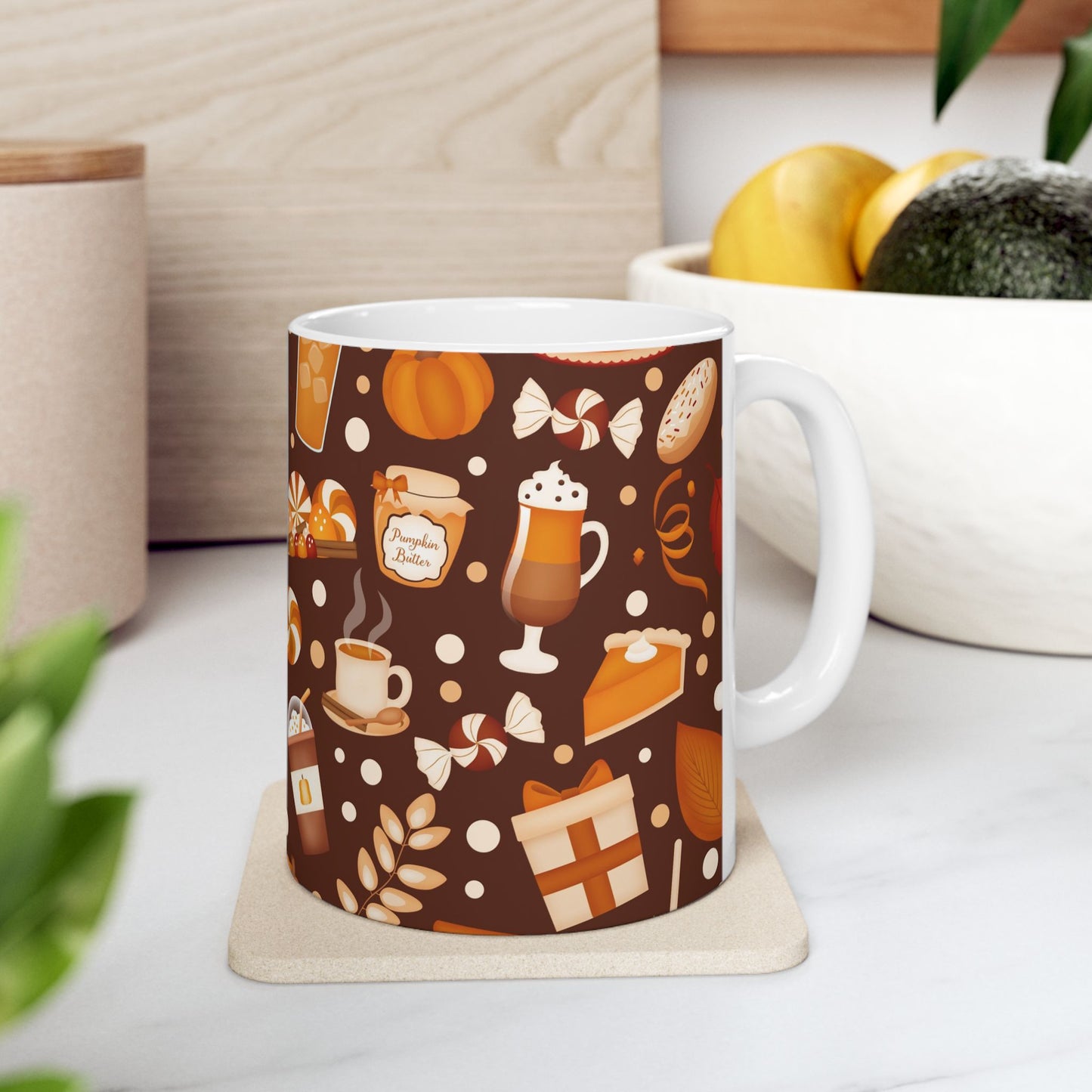 Pumpkin Cookies - Fall Pattern Thanksgiving Coffee Gift Mug (11oz, 15oz)