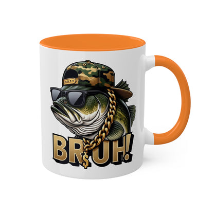 Bruh Fish con gafas de sol - Taza de regalo divertida y colorida de 11 oz