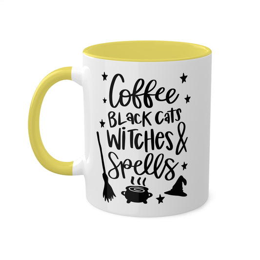 Coffee Black Cat Witches And Spells - 11oz Colorful Halloween Mug