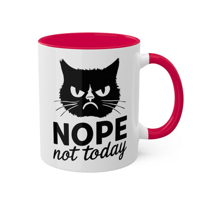 No, hoy no - Gato divertido - Taza de café colorida de 11 oz