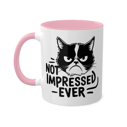 Nunca me impresionó - Divertido gato gruñón - Taza de café colorida de 11 oz