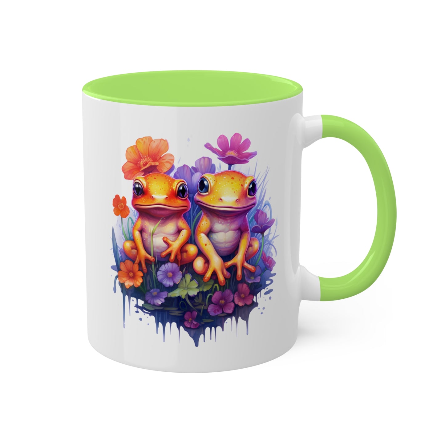 Two Adorable Little Frogs Sitting Peacefully - 11 oz Colorful Coffee Mug