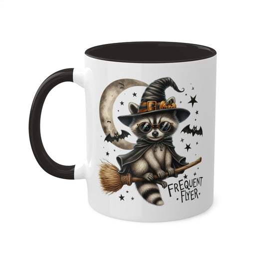 Frequent Flyer With Adorable Raccoon - 11oz Colorful Halloween Mug